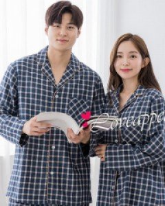 [러브어필] 국산 면혼방 체크 압축기모 럭셔리 상하 커플잠옷(WP9512,M9512)고급원단 수면잠옷 겨울용