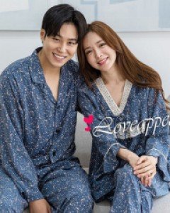 [러브어필] 국산 실크느낌 플라워 커플잠옷(WC9552,M9552)고급원단 웨딩선물 4계절용