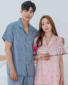 [러브어필] 국산 60수 주자면 반팔 상하 커플잠옷(WP9565,M9565)고급원단 웨딩선물 여름용