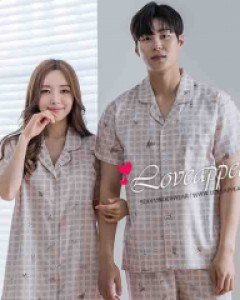 [러브어필] 국산 60수 주자면 강아지 반팔 상하 커플잠옷(WP9562,M9562)고급원단 웨딩선물 여름용