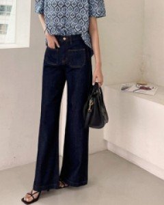 Front Pocket Wide Denim