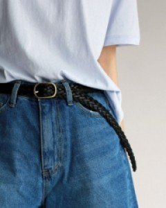 Grain Mesh Leather Belt