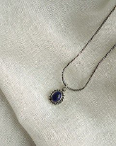 Lapis Oil Painting Silver Necklace