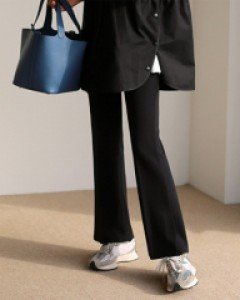 Side Slit Boot-Cut Pants
