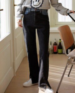 Two-Tone Slit Black Jean