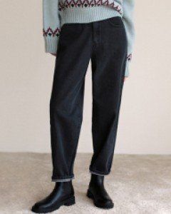 Back banding half-baggy denim