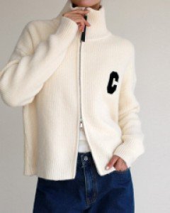 C Zip-Up Knit Cardigan