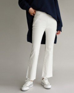 Label Boot-Cut Cotton Pants