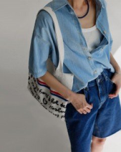 Light Blue Half Sleeve Denim Shirt