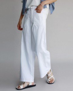 Pocket dart wide cotton pants