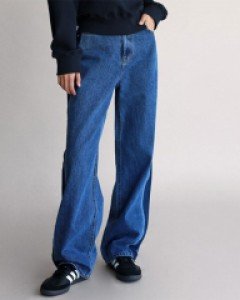 Side deep blue washing denim