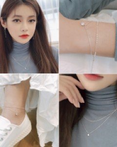 솔리드 실버목걸이팔찌발찌세트 (19SS335) [3color]