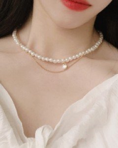 펄블랑 두줄진주목걸이 (19N965) [1color]