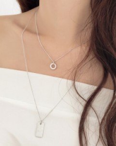 다우너 서클스퀘어세트목걸이 (19N007) [2color]