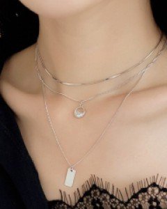 키플 뱀줄크리스탈세트목걸이 (19N008) [2color]