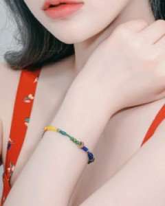 무지개 비즈 핸드메이드 팔찌 (20B017) [1color]