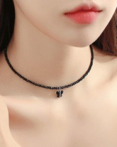 블랙화이트 나비 비즈 목걸이 (20N037) [2color]