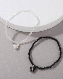 블랙화이트 나비 비즈 팔찌 (20B020) [2color]
