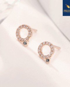 [천연 다이아몬드 14K Gold] 샤이닝 블루다이아 귀걸이 (20NGE001)