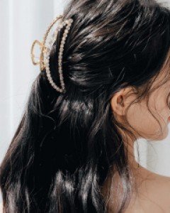 바나나 진주큐빅 집게핀 (21H134)