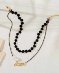 러브 스와로브스키 레이스 2줄 초커 목걸이 (21N022)