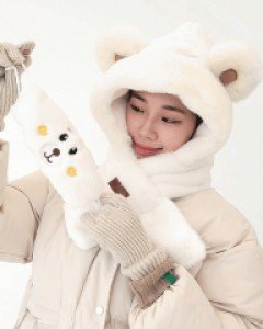 곰돌쓰 올인원 모자 마스크 넥워머 (22T148)