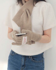 [목도리+장갑SET] 도넛 패치 목도리 장갑 세트 (22T170)