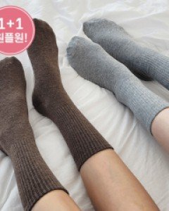 [1+1] 기본 면 중목 긴양말 (23T011)