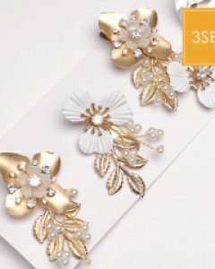 [3개세트] 골드 꽃진주 집게핀 (23H026)