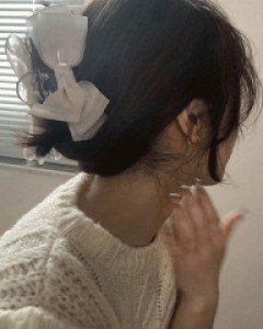 샤베이지 리본 집게핀 (23H092)