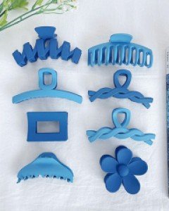 [8개세트] 블루밍 반달 일자 플라워 집게핀 세트 (23H194)