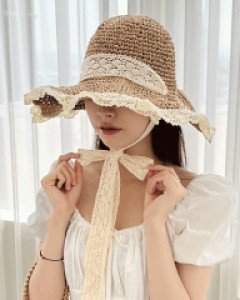 하이디 밀짚 챙 모자 (23T225)
