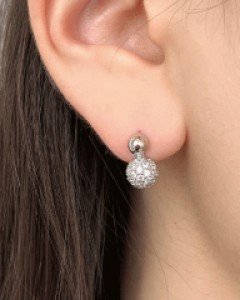 미니멀 볼드 큐빅볼 은침 귀걸이 (23E129)