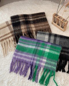 [1+1할인] 플란넬 체크 목도리 머플러 (23M005)