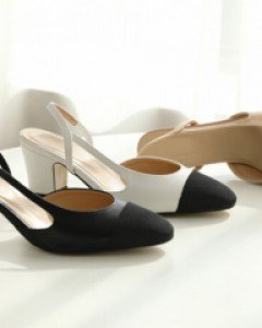 two-tone slingback middle heel