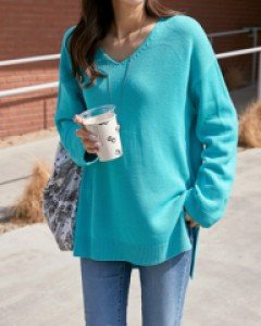 Bireld both V-neck knit JT06283