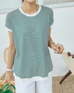 Rooty Stripe Cap Sleeve Tee JT06558