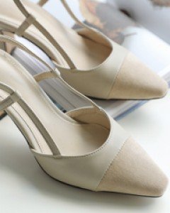 suede slingback middle heel