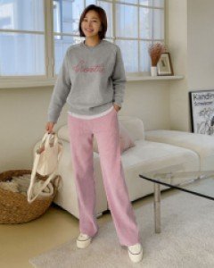 velvet wide banding trousers