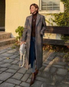 Wool herringbone long coat JJ04951