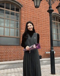 Wool Pleated Vest Dress