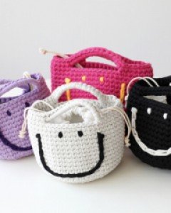 Smile Knit Mini Tote Bag