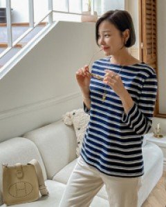 mix stripe round tee