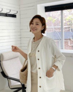 linen boxy no-collar jacket