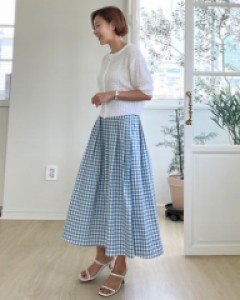 Gobang pintuck A-line skirt