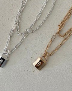 lock chain layered necklace