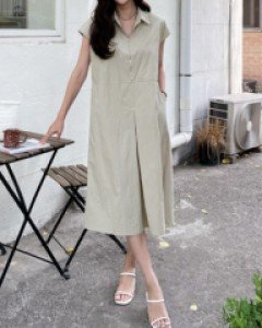 Aaron collar pleated dress