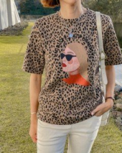 leopard print 5 tee