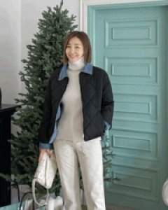 Meldin denim layered padded jumper