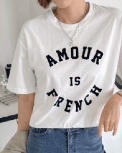 French printing round tee